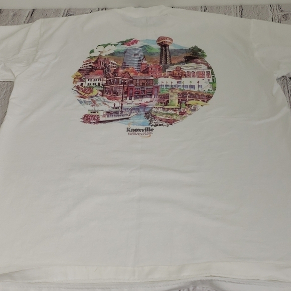 Vintage Y2K Tee Knoxville L White Picture on Back - Picture 4 of 10